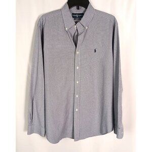 Ralph Lauren Classic Fit Long Sleeve Blue Plaid Dress Shirt Men 16.5 34/35